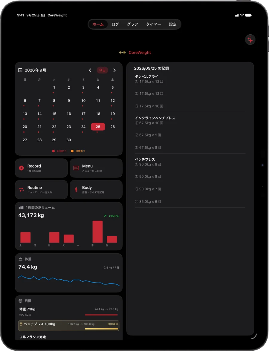 iPad版のホーム画面
