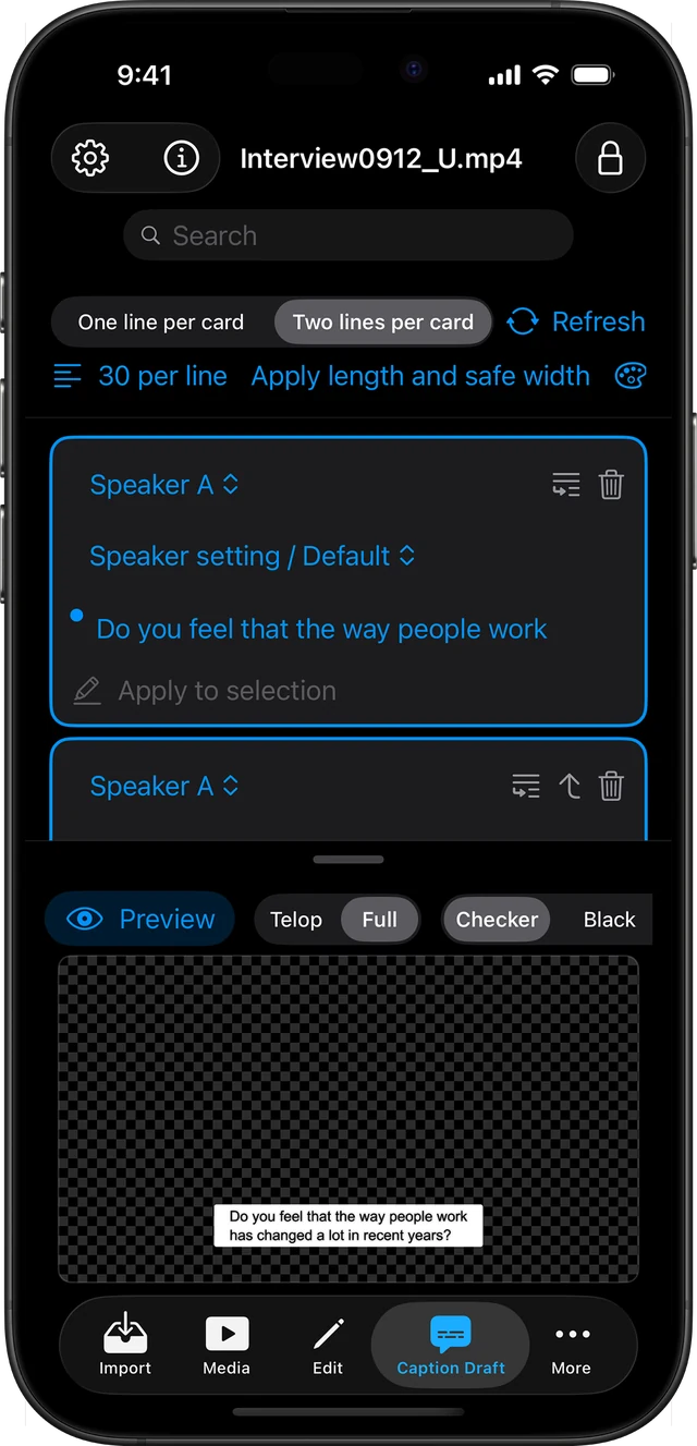 Caption Draft on iPhone
