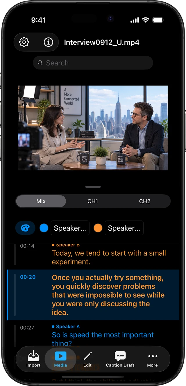 Voxtext on iPhone highlighting the line being played